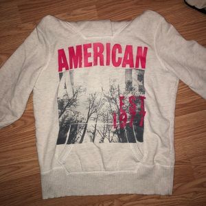 White & Pink American Eagle Hoodie